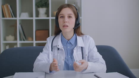 telemedicine-session-with-woman-therapist-pediatrician-or-virologist-doctor-is-talking-to-camera-like-in-videochat-or-videocall